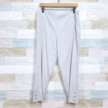 J Jill Linen Stretch Button Hem Ankle Pants Gray Womens MP Medium Petite - $64.34