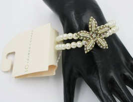 LC Lauren Conrad Starfish Figural Faux Pearl Double Strand Expandable Bracelet - £9.45 GBP