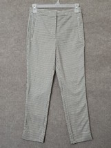 Worthington Slim Ankle Dress Pants Womens 4 White Beige Black Plaid Stretch NEW - $21.65