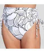 CALIA Ruched Side Tie High Rise Swim Bottom Pure White Multi Small NEW - $27.35 CAD