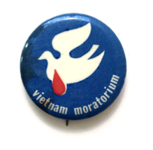 Vintage Vietnam Moratorium Peace Cause Button Pin Pinback Dove  1.25&quot; - £9.38 GBP