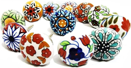 12 Pcs Set Dotted Ceramic Cabinet Colorful Knobs Furniture Handle Drawer... - £15.99 GBP