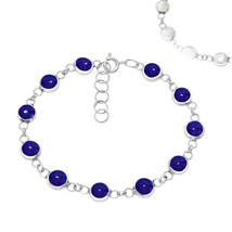 2 In 1 Simulated Blue Lapis and White Shell Sterling Silver Tennis Bracelet - £20.23 GBP