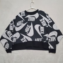 Nike Women’s crop sweatshirt Sz 3X black white Sportswear All Over Print - $39.87