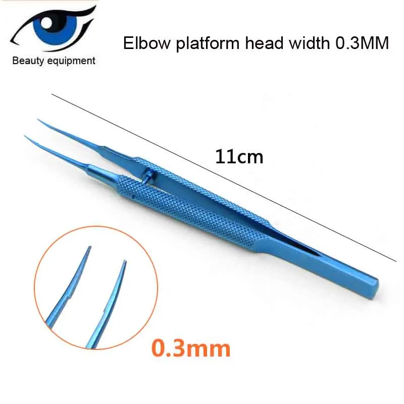 Titanium alloy Microscopic tweezers Elbows Corner head Straight platform 11cm 14 - $52.24