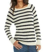Womens Sweater Chaps Black White Striped Long Sleeve Boat Neck $69 NEW-size L - £23.36 GBP