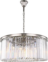 Pendant Light SYDNEY Traditional Antique 8-Light Crystal Polished Nickel Steel - £1,213.08 GBP