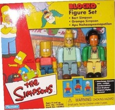 Simpsons Blocko Figure Set NIB Bart Simpson Grampa Simpson Apu Playmates - £16.61 GBP