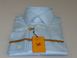 Mens 100% Egyptian Cotton Shirt French Cuffs Wrinkle resistance Enzo 61102 Blue image 6