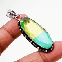 Multi Color Tourmaline Oval Shape Gemstone Ethnic Pendant Jewelry 2.20&quot; SA 9393 - £4.05 GBP
