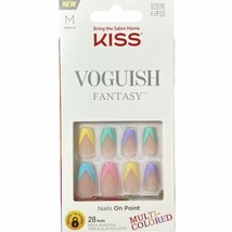 Kiss Nails Voguish Fantasy Press Glue Manicure Coffin French Pastel Blue Pink - £13.47 GBP