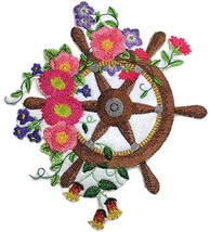 Ocean Calling Custom and Unique[ Ship&#39;s Wheel Bloom ] Embroidered Iron On/Sew Pa - £16.53 GBP
