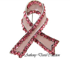 Pink Breast Cancer Awareness Crystal Lapel Pin - £11.86 GBP