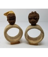 Napkin Rings African Onyina Ghana Hand Carved Set of 2 - £13.66 GBP