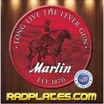 Vintage Style Round Man Cave Gift Marlin rifles Aluminum Sign 12&quot; - £16.98 GBP
