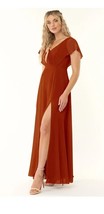 NWT Azazie Rylee Paprika A-Line Flutter Sleeve Chiffon Dress Wedding Sz A4 - $89.00
