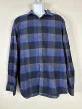 Marc Anthony Slim Blue Black Check Plaid Button Up Thick Woven Mens XL - £8.45 GBP