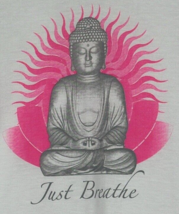 White Just Breathe Positive Yoga Meditation Shirt Yogi Tee - £9.43 GBP