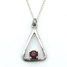 GARNET sterling silver triangle pendant necklace - modernist January bir... - £18.09 GBP