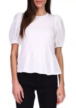 NEW MICHAEL KORS WHITE COTTON PEPLUM TOP BLOUSE SIZE M $78 - £49.74 GBP