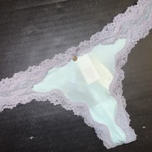 Nwt Victoria&#39;s Secret Xs Thong Blue Gray Lace Jeweled Dream Angels - $39.59