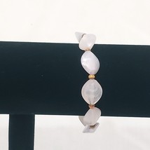 Gray Swirled Marble Look Oval Smaller Wooden Beaded Stretch Bracelet - £6.32 GBP
