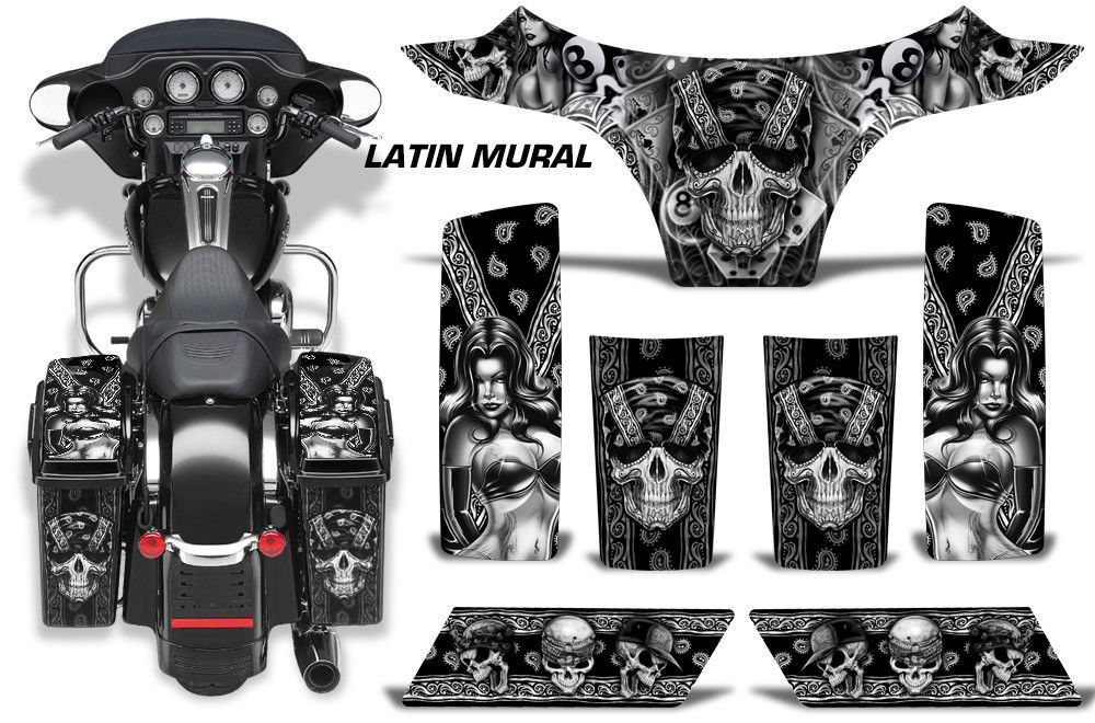 Satteltaschen + Cowl Grafik Kit Aufkleber für Harley-Davidson Street Glide Latin - $346.43