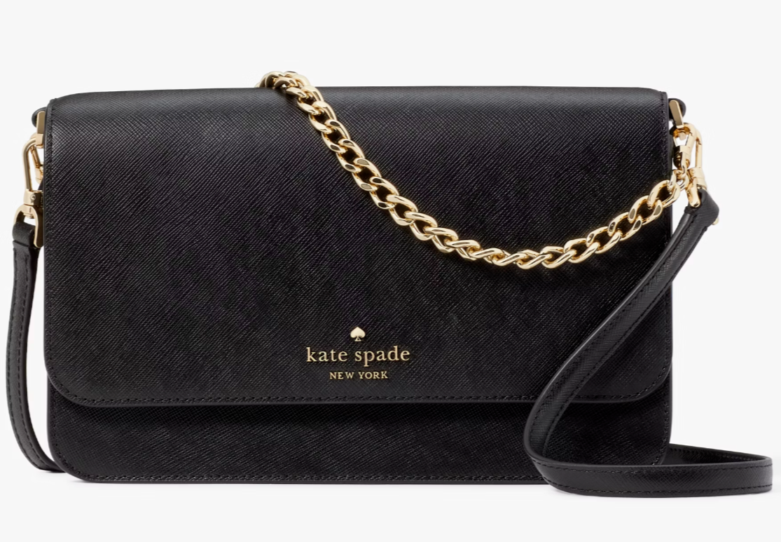 Kate Spade Madison Flap Crossbody Bag Black Leather Chain Purse KC430 NWT $349