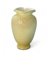 Fenton Cased Glass Vase Feather Pattern Butter Yellow 6.75” Drape - £46.70 GBP