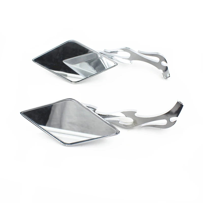Motorcycle Chrome Flame  Rearview Mirrors  Harley Choppers Cruiser  Bikes Street - £198.74 GBP