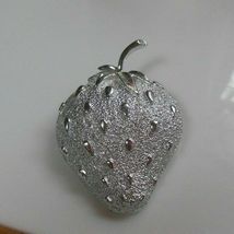 Signed Sarah Coventry Silver-tone Strawberry Brooch - $13.85