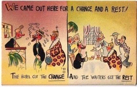 Comic Postcard Change And A Rest Hotel Got Change Waiters Got Rest - £1.71 GBP