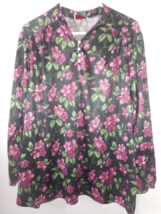 JoRo Fashions Womans Plus Size Black Floral Long Sleeve Elastic Cuff Blo... - £9.97 GBP