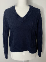 NWT$89 Madewell Augustus Cable-Knit Pullover Sweater Heather Navy Size XXS K5 - £31.98 GBP