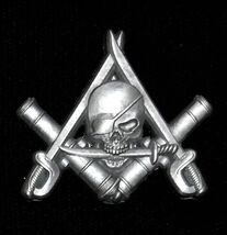 “Cannons and Cutlasses” Masonic Freemason Pirate Pin in Antique Silver - $15.20