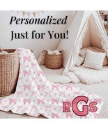 Personalized Pink Bow Blanket Custom Baby Gift Soft Fleece Newborn Keeps... - $42.25