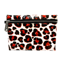 Brighton Animal Print Hears Black Red With Zip Coated Fabric Cosmetic Bag - £9.89 GBP