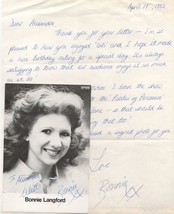 Bonnie Langford Beautiful Dr Who Companion Hand Signed Photo &amp; Letter - £13.12 GBP