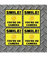 4 SMILE YOU&#39;RE ON CAMERA Peel and Stick Vinyl Decals Indoor/Outdoor FREE... - $9.37 CAD