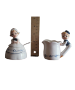 Vintage Dutch Boy And Girl Enesco Sugar Bowl Creamer Jar Pitcher w/ Spoo... - $707.15 MXN