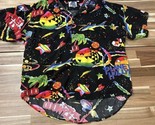 Vintage 90s Planet Hollywood Black Hawaiian Shirt Sharks Planets Cosmic ... - $49.39