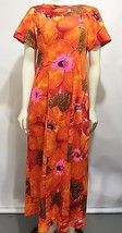 Alice Polynesian Fashions S-M Orange Barkcloth Aloha Hawaiian Dress MuuM... - $57.33