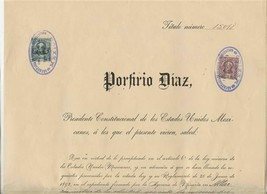 Porfirio Diaz Signed 1900 Mining Claim &amp; Map Mexico Stamps Guilroy Gold ... - £442.18 GBP