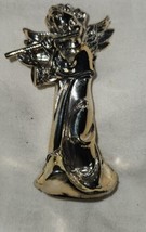 Vintage Carlo Marchi Gold Color Angel Playing Flute 4&quot; Figurine Ornament - £19.53 GBP