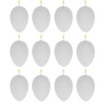Set of 12 White Blank Hollow Plastic Easter Egg Ornaments 2.6 Inches - £14.94 GBP