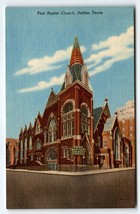 First Baptist Church Building Dallas Texas Linen Postcard Curt Teich Unused - £6.32 GBP