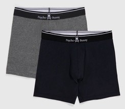 2-Pack New Psycho Bunny Men&#39;s Cotton Boxer Briefs Trunks Underwear Navy Gift Box - £31.15 GBP