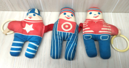 Johnson &amp; Johnson USED Cloth Three Doll Crib Toy rattle squeak crinkle s... - $10.29