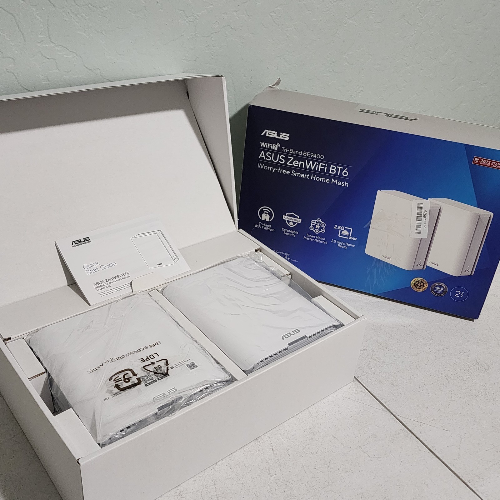 ASUS ZenWiFi BT6 Tri-Band WiFi 7 Mesh, 9.4 Gbps, 5800 sq.ft. (2pk), 2.5G... - $374.95