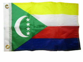 12X18 12&quot;X18&quot; Comoros Country 100% Polyester Motorcycle Boat Flag Grommets - $13.99